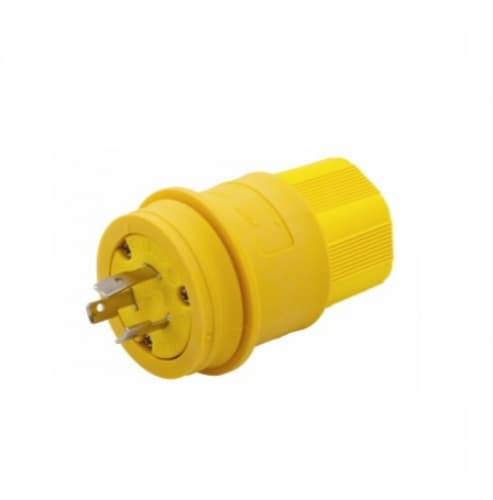 20 Amp Locking Plug, Watertight, NEMA L5-20, Yellow