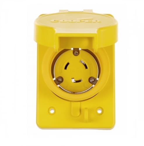 20 Amp Locking Receptacle, Watertight, NEMA L5-20, Yellow