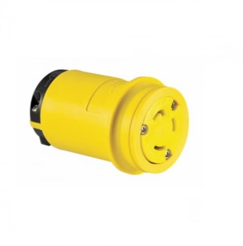 30 Amp Locking Connector, Industrial, NEMA L5-30, Yellow/Black