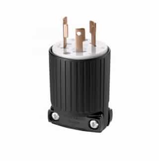 30 Amp Locking Plug, Industrial, NEMA L5-30, Black/White