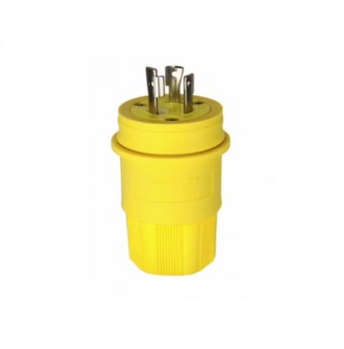 30 Amp Locking Plug, Watertight, NEMA L5-30, Yellow