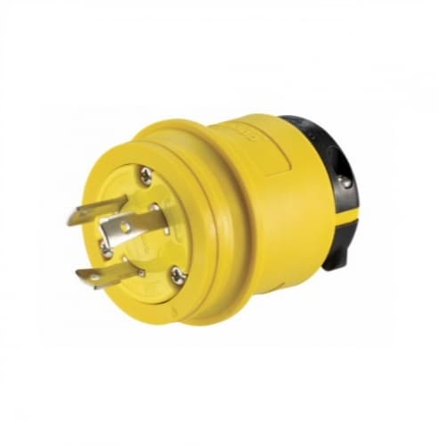 30 Amp Locking Plug, Industrial, NEMA L5-30, Yellow/Black