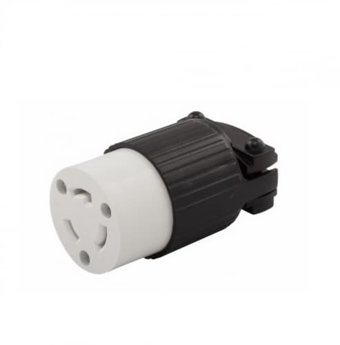 20 Amp Locking Connector, Industrial, NEMA L6-20, Black/White 