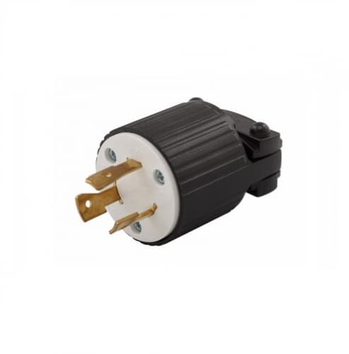 20 Amp Locking Plug, Industrial, NEMA L6-20, Black/White