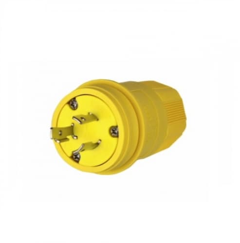 20 Amp Locking Plug, Watertight, NEMA L6-20, Yellow