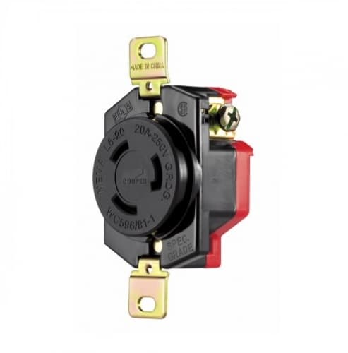Eaton Wiring 20 Amp Locking Receptacle, Industrial, NEMA L6-20, Black