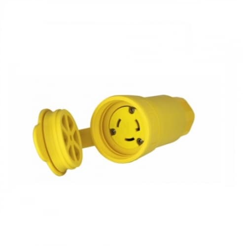 30 Amp Locking Connector, Watertight, NEMA L6-30, Yellow