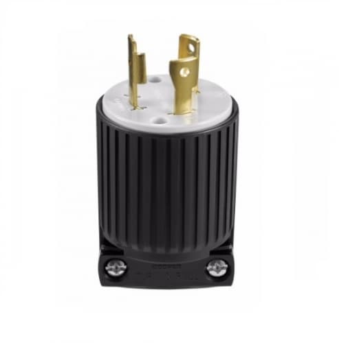 30 Amp Locking Plug, NEMA L6-30, 250V, Black/White