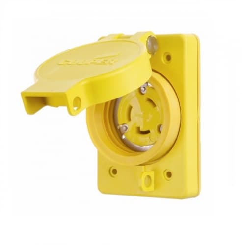 30 Amp Locking Receptacle, NEMA L6-30, 250V, Yellow