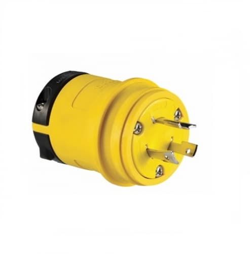 20 Amp Locking Plug, NEMA L7-20, 277V, Yellow/Black