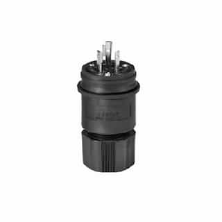 30 Amp Locking Plug, Watertight, NEMA L7-30, Black