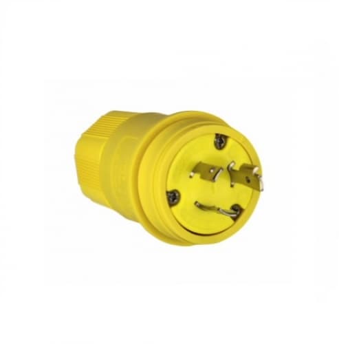 20 Amp Locking Plug, Watertight, NEMA L8-20, 480V, Yellow