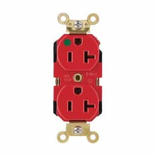 Eaton Wiring 20A Hospital-Grade Duplex Receptacle, #10-14 AWG, 5-20R, 125V, Red