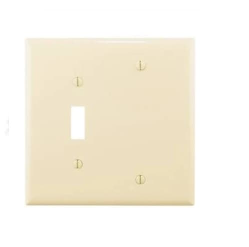 Eaton Wiring 2-Gang Combination Wall Plate, Toggle & Blank, Mid-Size, Almond