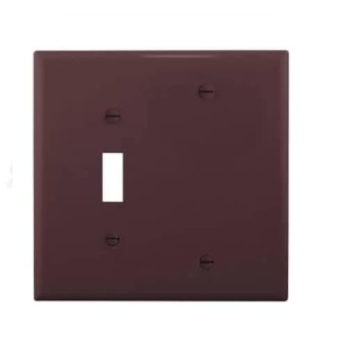 2-Gang Combination Wall Plate, Toggle & Blank, Mid-Size, Brown
