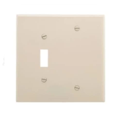 2-Gang Combination Wall Plate, Toggle & Blank, Mid-Size, Light Almond