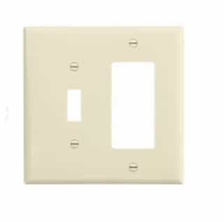 Eaton Wiring 2-Gang Combination Wall Plate, Toggle & Decora, Mid-Size, Almond