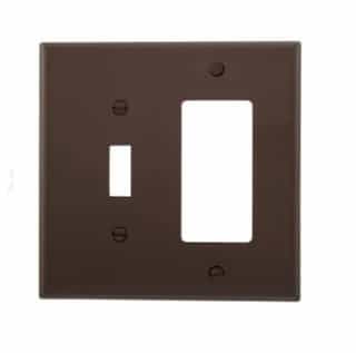 2-Gang Combination Wall Plate, Toggle & Decora, Mid-Size, Brown