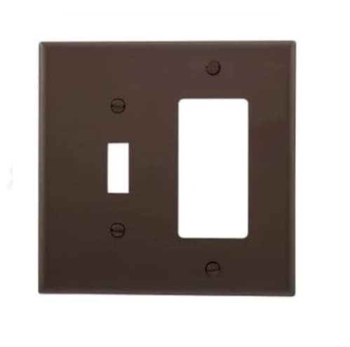 Eaton Wiring 2-Gang Combination Wall Plate, Toggle & Decora, Mid-Size, Brown