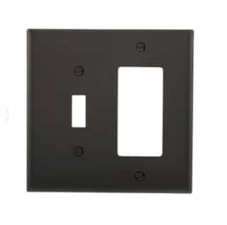 Eaton Wiring 2-Gang Combination Wall Plate, Toggle & Decora, Mid-Size, Black