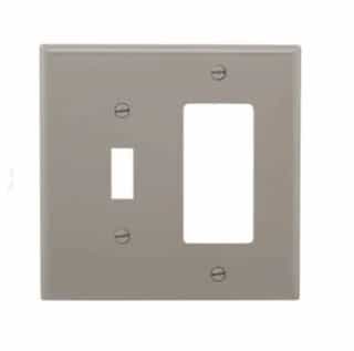 2-Gang Combination Wall Plate, Toggle & Decora, Mid-Size, Gray