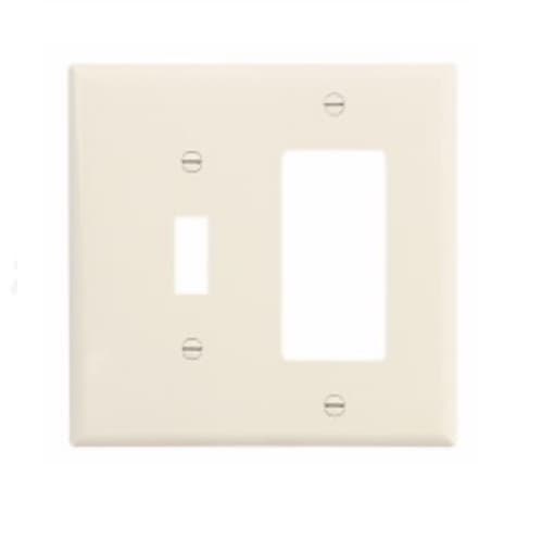2-Gang Combination Wall Plate, Toggle & Decora, Mid-Size, Light Almond