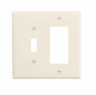 Eaton Wiring 2-Gang Combination Wall Plate, Toggle & Decora, Mid-Size, Light Almond