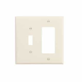 2-Gang Toggle & Decorator Wall Plate, Mid-Size, Polycarbonate, Almond
