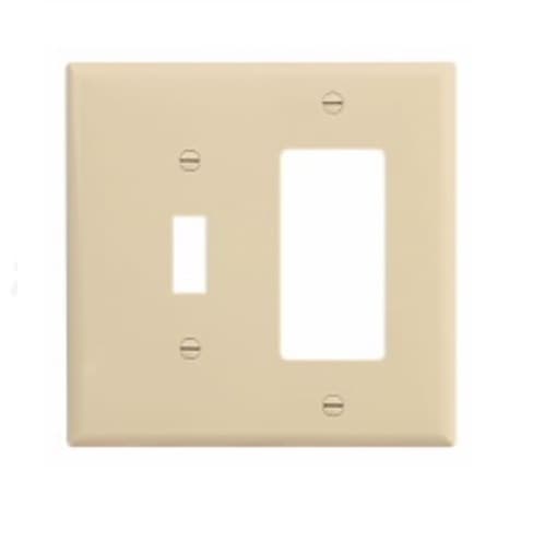 Eaton Wiring 2-Gang Combination Wall Plate, Toggle & Decora, Mid-Size, Ivory