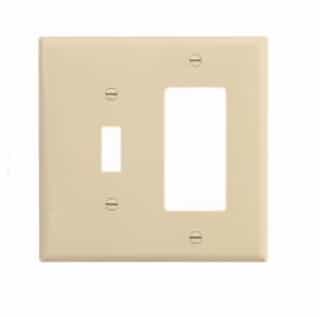 Eaton Wiring 2-Gang Combination Wall Plate, Toggle & Decora, Mid-Size, Ivory