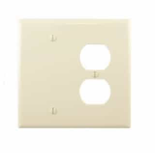 Eaton Wiring 2-Gang Combination Wall Plate, Duplex & Blank, Mid-Size, Almond