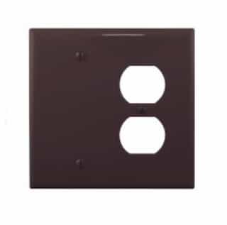 2-Gang Combination Wall Plate, Duplex & Blank, Mid-Size, Brown