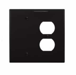 2-Gang Combination Wall Plate, Duplex & Blank, Mid-Size, Black