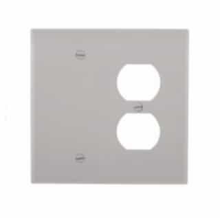Eaton Wiring 2-Gang Combination Wall Plate, Duplex & Blank, Mid-Size, Gray