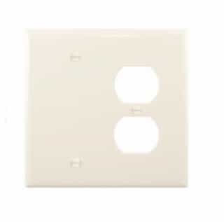 Eaton Wiring 2-Gang Combination Wall Plate, Duplex & Blank, Mid-Size, Light Almond
