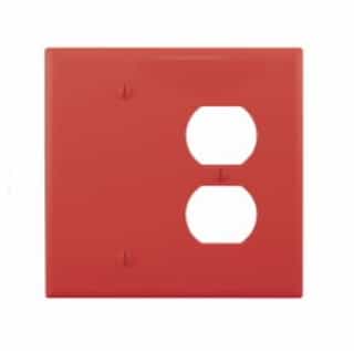 Eaton Wiring 2-Gang Combination Wall Plate, Duplex & Blank, Mid-Size, Red