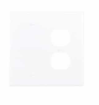 Mid-Size 2-Gang Combination Duplex Receptacle & Blank Wallplate, White