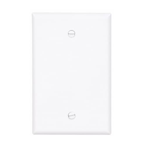 1-Gang Blank Wall Plate, Mid-Size, Polycarbonate, White