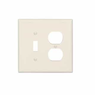 2-Gang Combo Toggle & Duplex Receptacle Wall Plate, Mid-Size, Polycarbonate, Almond