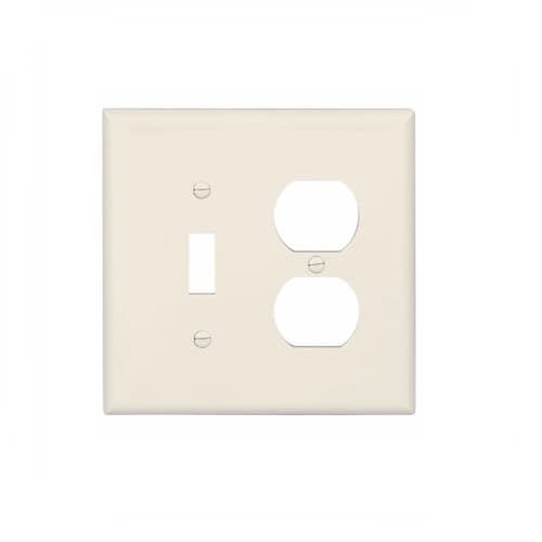 Eaton Wiring 2-Gang Combo Toggle & Duplex Receptacle Wall Plate, Mid-Size, Polycarbonate, Almond