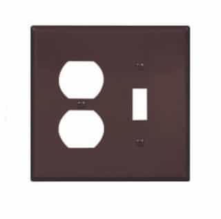 Eaton Wiring 2-Gang Combination Wall Plate, Toggle & Duplex, Mid-Size, Brown
