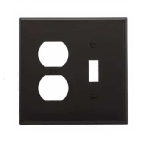 Eaton Wiring 2-Gang Combination Wall Plate, Toggle & Duplex, Mid-Size, Black