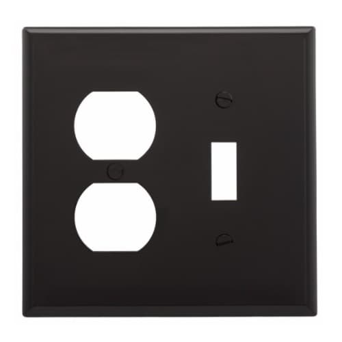 Eaton Wiring 2-Gang Duplex & Toggle Wall Plate, Polycarbonate, Black