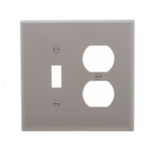 Eaton Wiring 2-Gang Combination Wall Plate, Toggle & Duplex, Mid-Size, Gray