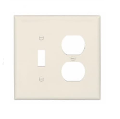 2-Gang Combination Wall Plate, Toggle & Duplex, Mid-Size, Light Almond