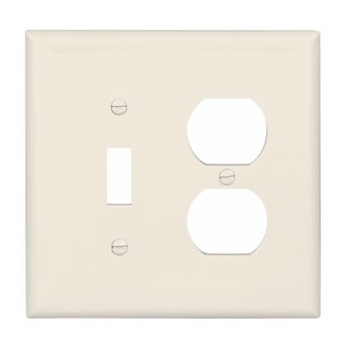 Eaton Wiring 2-Gang Duplex & Toggle Wall Plate, Polycarbonate, Light Almond