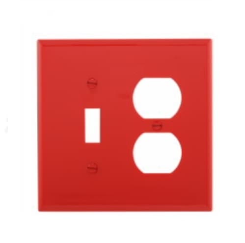 Eaton Wiring 2-Gang Combination Wall Plate, Toggle & Duplex, Mid-Size, Red