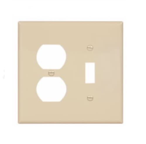 2-Gang Combination Wall Plate, Toggle & Duplex, Mid-Size, Ivory