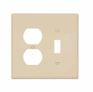 Eaton Wiring 2-Gang Combination Wall Plate, Toggle & Duplex, Mid-Size, Ivory