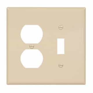 2-Gang Duplex & Toggle Wall Plate, Polycarbonate, Ivory